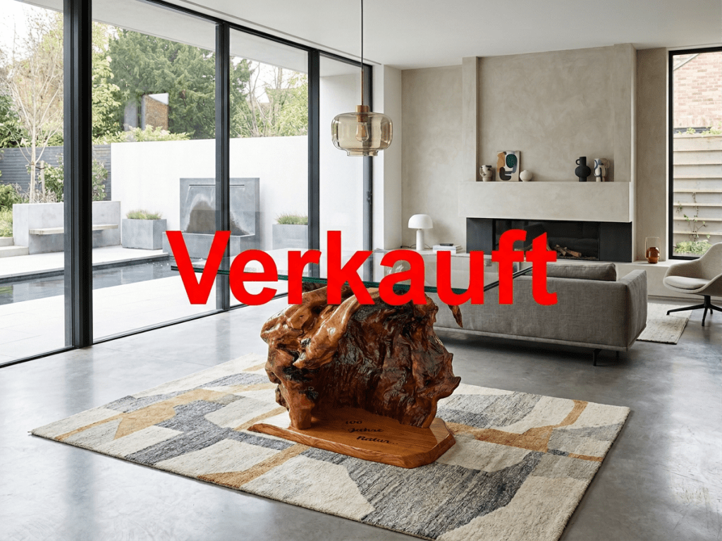 Design-Set: Tisch & Beistelllampe aus 100-jährigem Kirschbaum – handgefertigte Unikate